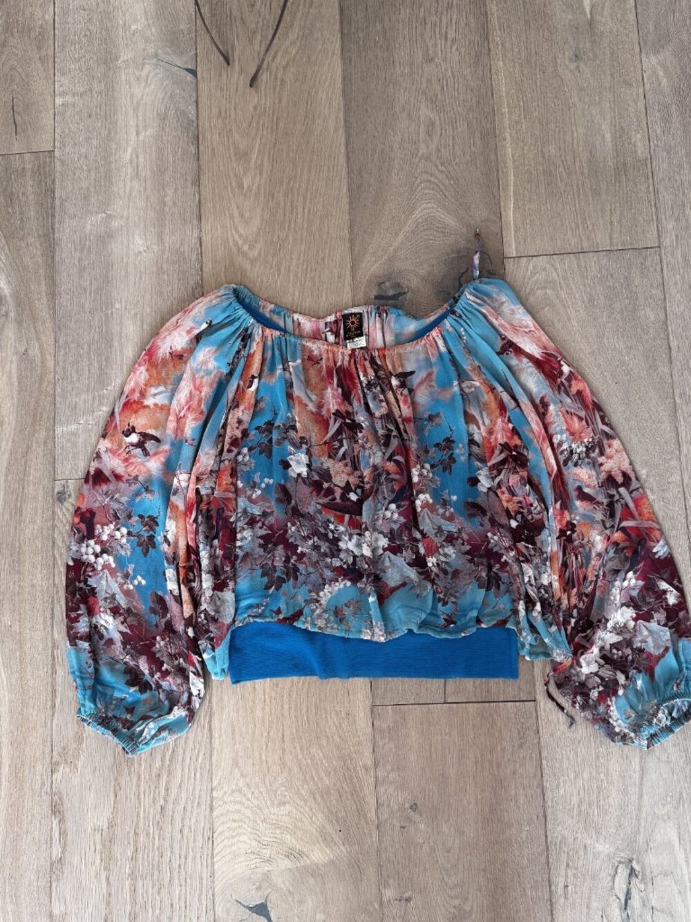 Jean Paul Gaultier Soleil Silk Sheer Peasant Top Size M Vintage 2000s Y2K - Picture 9 of 12